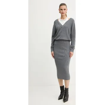 Dámské šaty LIU JO DLOUHÉ ÚPLETOVÉ ŠATY S KAMÍNKY MF5161 - 03738 Velikost: XS