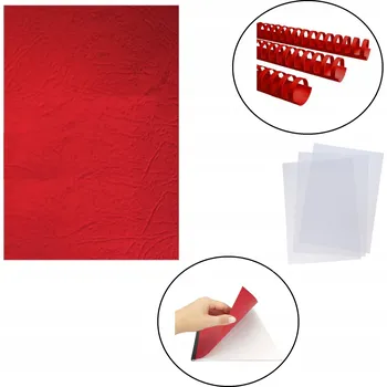 Desky koženkového typu pro vázání dokumentů Office, 100 listů, červené.