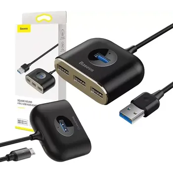 USB hub Baseus Square Round USB Adapter, HUB USB 3.0 na 1x USB 3.0 3x USB 2.0.1m - černý