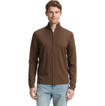 Pánský svetr TOM TAILOR® BAVLNĚNÝ PROPÍNACÍ SVETR - HNĚDÝ XL