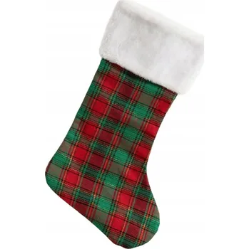 Vánoční ozdoba Dekorativní vánoční ponožka na dárky TARTAN skotská mřížka 49 Cm HOMLA