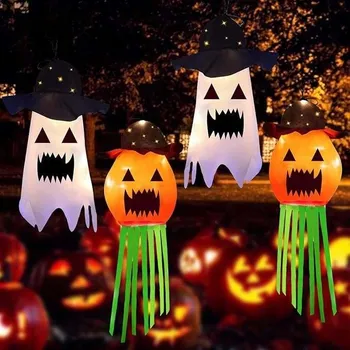 Party dekorace LED dekorace na Halloween, závěsné větrné zvonkohry pro venkovní použití, sada 4 ks