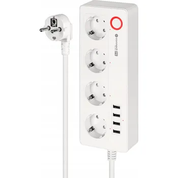 Napájecí kabel Síťová lišta prodlužovací kabel 4 zásuvky 4xUSB 2100 mA kabel 1.5 m Tuya