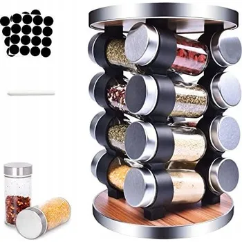 POLIČKA NA KOŘENÍ SE SKLENICEMI STOJAN KARUSEL + 16 SKLENIC