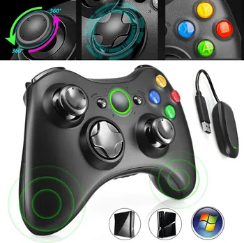 Herní příslušenství BEZDRÁTOVÝ OVLADAČ PRO XBOX 360 / PC ČERNÝ GAMEPAD 2.4 GHZ
