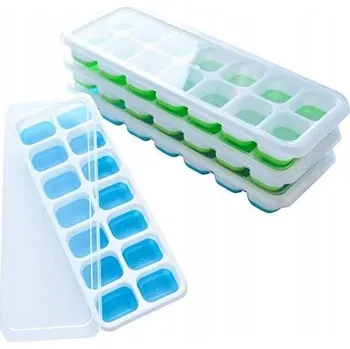 Tvořítko na led Silikonová forma na ledové kostky s víkem (4 kusy) - 14 řad