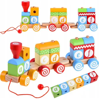 Vláček a vláčkodráha Stavebnice Jokomisiada Vláček s písmeny ZA4116 dřevěný