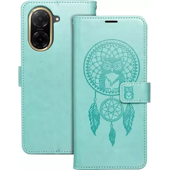 Pouzdro na mobilní telefon Flip pouzdro MEZZO Book Xiaomi Redmi A5 zelené lapač snů (Flip pouzdro, obal a kryt MEZZO Book pro Xiaomi Redmi A5 se zeleným lisovaným motivem lapače snů, kapsami a magnetickým zavíráním)