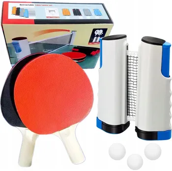 Pingpongová pálka SADA NA STOLNÍ TENIS PING PONG 3X MÍČKY, ROZKLÁDACÍ SÍŤKA