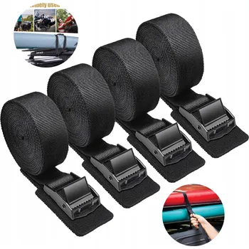 Upínací popruh SADA 4 UPEVŇOVACÍCH POPRUHŮ 2,5M 250 KG S PŘEZKOU NEREZOVÁ OCEL