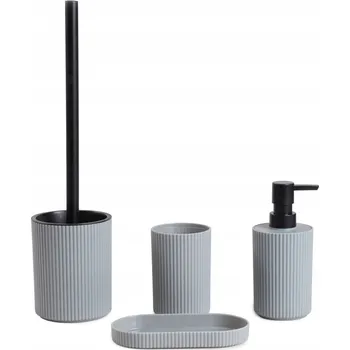 Koupelnová sada AGUA dávkovač, kelímek a WC kartáč šedá HOMLA