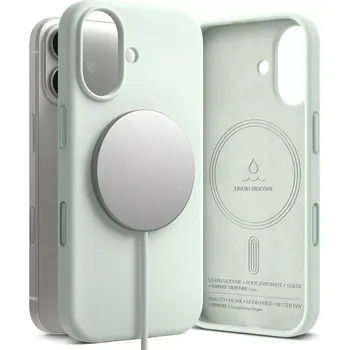 Pouzdro na mobilní telefon Kryt Ringke Silicone MagSafe iPhone 17 mint (Kryt, pouzdro a obal Ringke Silicone MagSafe pro iPhone 17 v mint barvě s magnetickým kroužkem a ochranou hran)
