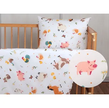 Povlečení JAN peří Bavlněné povlečení do malé postýlky - zvířátka na statku - Bavlněné povlečení do malé postýlky - zvířátka na statku - 60x45/135x90 cm