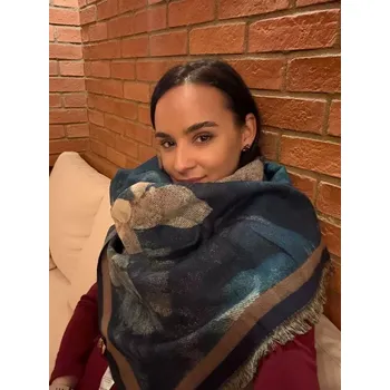 Šála Dámsky šál Kvety - petrolejová