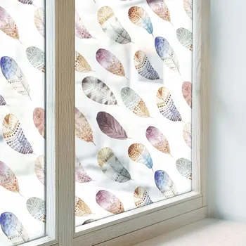 Polep vozidla Samolepka Fólie na Mléčné okno Ozdobná Samolepicí peří boho 100x100