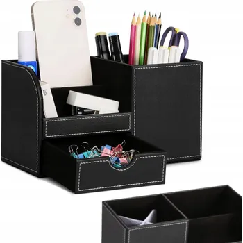 KOŽENÝ ORGANIZÉR NA STŮL PŘÍBORNÍK KANCELÁŘSKÝ MULTIFUNKČNÍ ZÁSOBNÍK