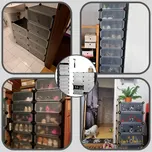 Botník Songmics černá, více dveřová, 43 x 173 x 31 cm, průhledná