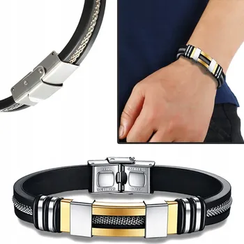 Náramek Pánský náramek z černého zlata, nerezová ocel 316L