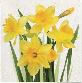 Papírový ubrousek Ubrousky Velikonoce žluté narcisy květiny JARO x20