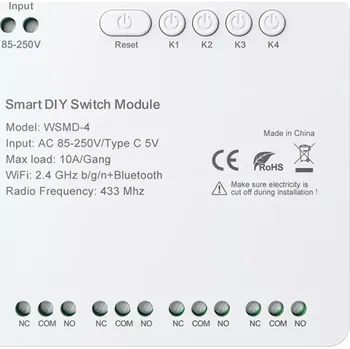 vypínač Chytrý čtyřkanálový spínací modul AVATTO pro kutily 250 V