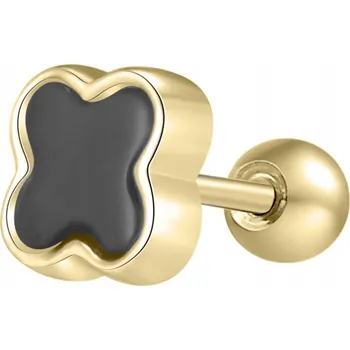 Náušnice Pozlacený náušnice čtyřlístek s emailem piercing puzetka stříbro pozlacené 925