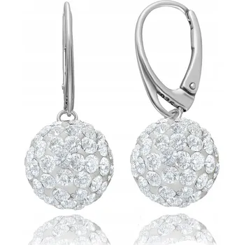 Náušnice STŘÍBRNÉ VISACÍ NÁUŠNICE KULIČKY SWAROVSKI ELEMENTS 12