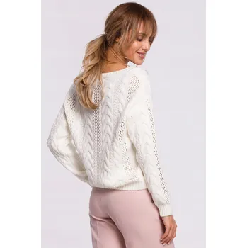Dámský svetr MOE dámský svetr bílý klasický k bokům velikost L/XL