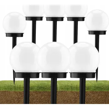 Venkovní osvětlení 8X SOLÁRNÍ KOULE LED ZAHRADNÍ LAMPA ZAPICHOVACÍ BÍLÁ KOULE ZAHRADNÍ SVĚTLA 34 CM