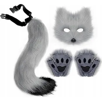 IP kamera Umělá kožešina Liščí ocas Kočka Vlk Karnevalový kostým Šedá Černá AETURNA