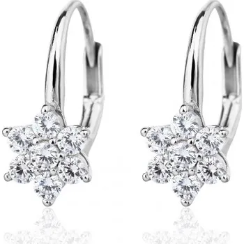 Náušnice JK Silver Stříbrné náušnice květ s bílými zirkony – White Stone