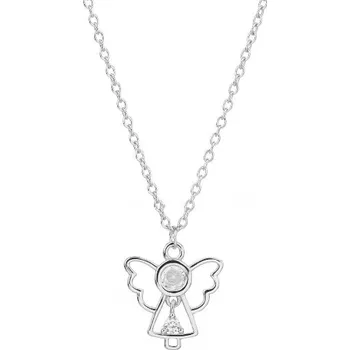 Náušnice JK Silver Stříbrný andělský řetízek s bílým zirkonem – WHITE STONE