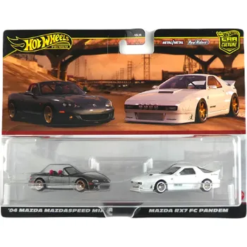 Hračka Hot Wheels Premium 2-Pack '04 Mazda Mazdaspeed Miata / Mazda RX7 FC Pandem Poškozený obal