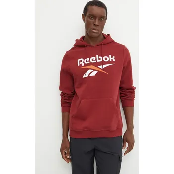 Pánská mikina Mikina Reebok pánská, vínová barva, s kapucí, s potiskem, 100205966 83X, vel. S