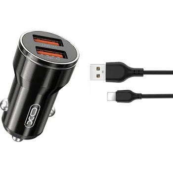 XO nabíječka automobilová CC48 2x USB 2,4A černá + kabel Lightning