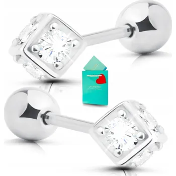 Náušnice Stříbrný helix piercing stříbrné náušnice se zirkony, helix piercing se závitem, stříbro 925