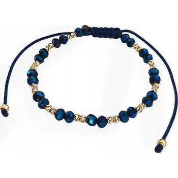 Náramek Zlatý šňůrkový náramek 585 se safírovými korálky, tmavě modré kuličky