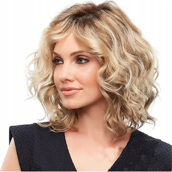 Karnevalová paruka PARUKA BLOND KREPATÝ BOB S VLASY NA SÍŤCE W69