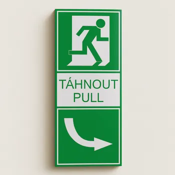 Táhnout - zleva doprava Táhnout - zprava doleva fotoluminiscenční samolepka na dveře nouzového východu Samolepka 100 x 200 mm tl. 0.4 mm - fotoluminiscenční - Kód: 02642