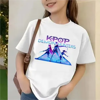 Dívčí tričko KPop Demon Hunters (Lovkyně démonů) KPop Demon Hunters dětské bílé tričko s potiskem Motiv: 63674, Velikost: 140