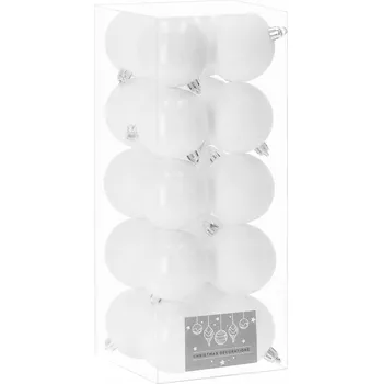 Vánoční dekorace VÁNOČNÍ BAŇKY BÍLÉ NA VÁNOČNÍ STROMEČEK 20 KS 6cm NEROZBITNÉ VÁNOČNÍ TŘPYTKY