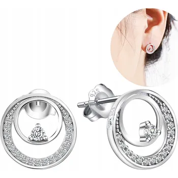 Náušnice Stříbrné náušnice s rhodiováním, kulaté pecky se zirkony, stříbro o ryzosti 925