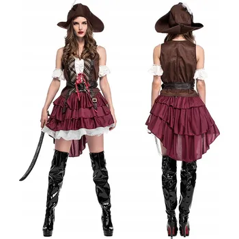 Karnevalový kostým PIRÁTSKÝ KOSTÝM PRO ŽENY, ELEGANTNÍ PIRÁTSKÉ KARNEVALOVÉ HALLOWEENSKÉ KARNEVAL , VELKÁ XL