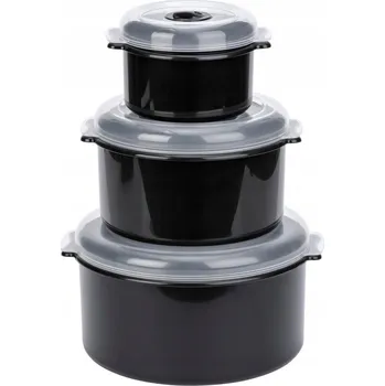 Dóza na potraviny LIVARNO home Nádoby do mikrovlnné trouby, 3 kusy ČERNÉ