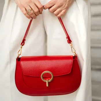 Kabelka MORANTI kabelka přes rameno přírodní kůže červená