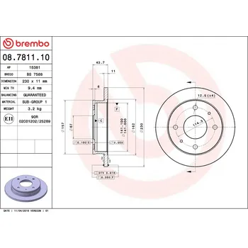 Brzdový kotouč Brzdový kotouč BREMBO 08.7811.10