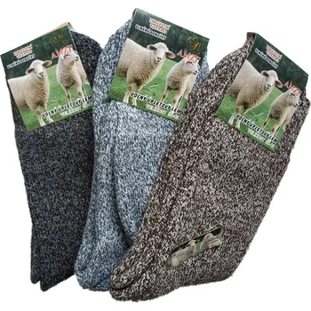 Dámské ponožky AMZF Teplé Vlněné Ponožky AMZE – Volný Úpletový Lem 3 páry 506 Velikost: 35-38