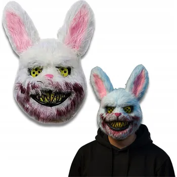 Karnevalová maska Maska na obličej Korbi – králičí vrah, plastová, bílá