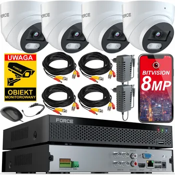 Bezpečnostní kamera FORCE Sada monitoringu 4x AHD 8MPx 4K Dome kamera, ONLINE NÁHLED