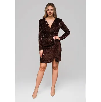 Dámské šaty Larica Společenské šaty LA-OM-DLR262 Barva: Hnědá, Velikost: XS