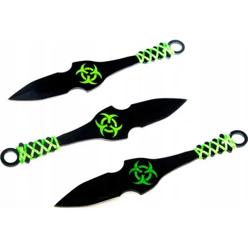 Kuchyňský nůž Nůž Házecí nože SADA 3 HÁZECÍCH NOŽŮ se zeleným opletem - NT299